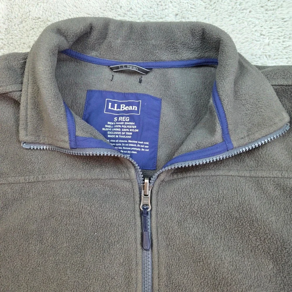 L.L. Bean Full Zip Fleece Jacket Mens S Reg DVFBC Mountain Logo Charcoal Gray